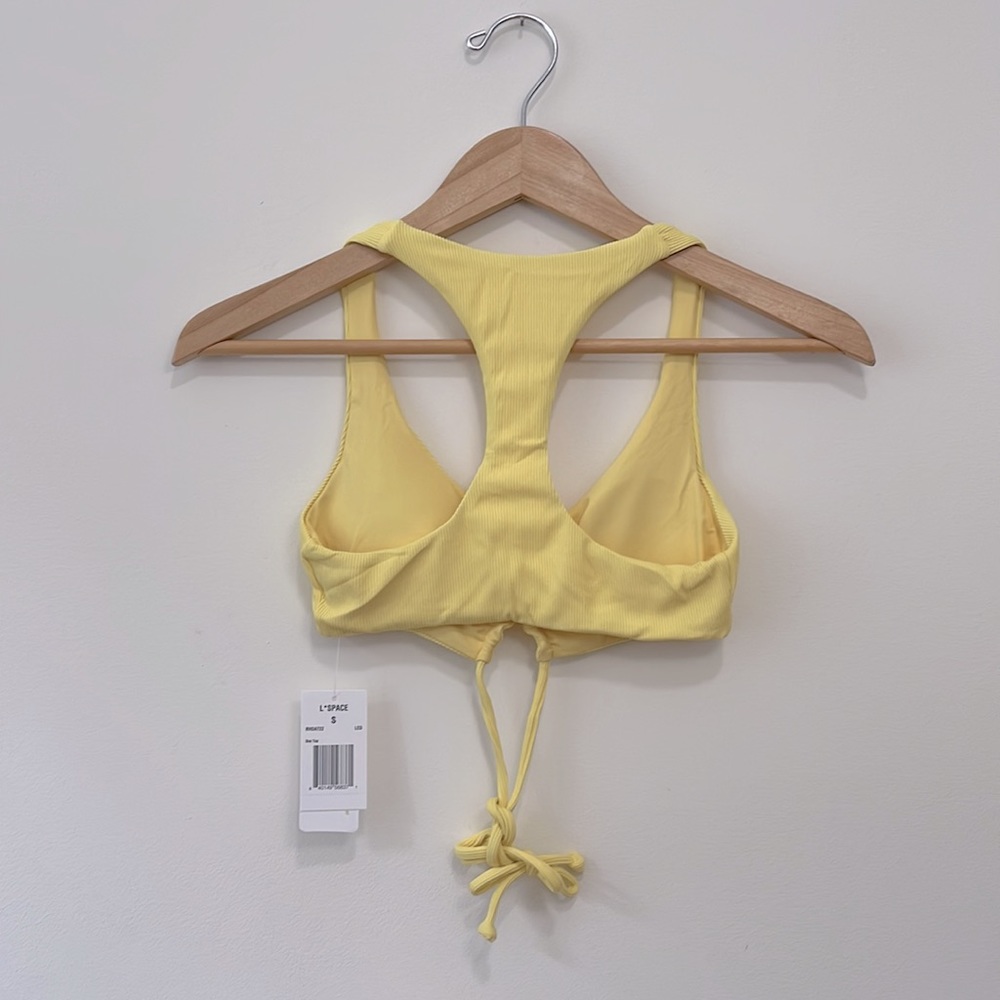 L SPACE  Bikini Top Womens Small Yellow Dax Swimsuit Beachwear New - Picture 3 of 11